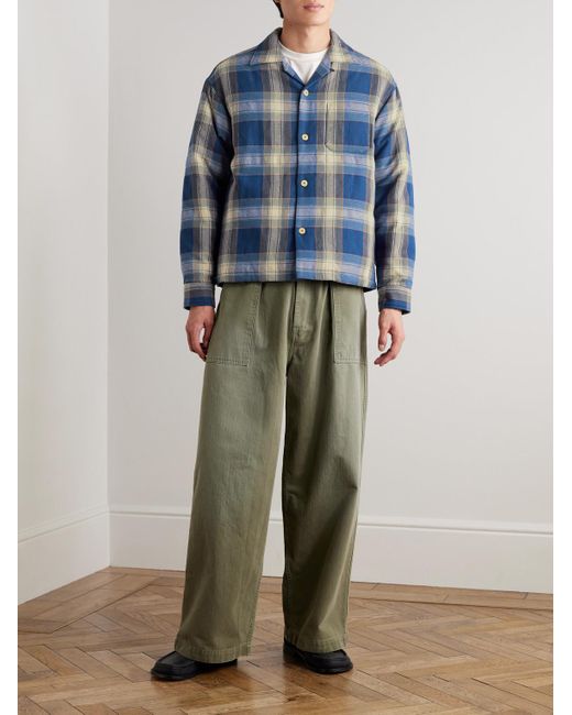 Visvim Blue Keesey Checked Wool And Linen-blend Flannel Down Jacket for men