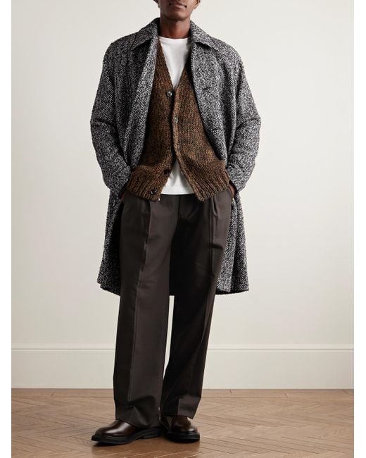 NN07 Gray Franco 8439 Tweed Overcoat for men