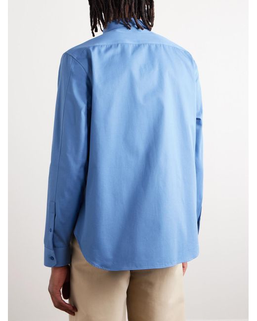 Loewe Hemd aus Baumwollpopeline mit Logostickerei in Blue für Herren