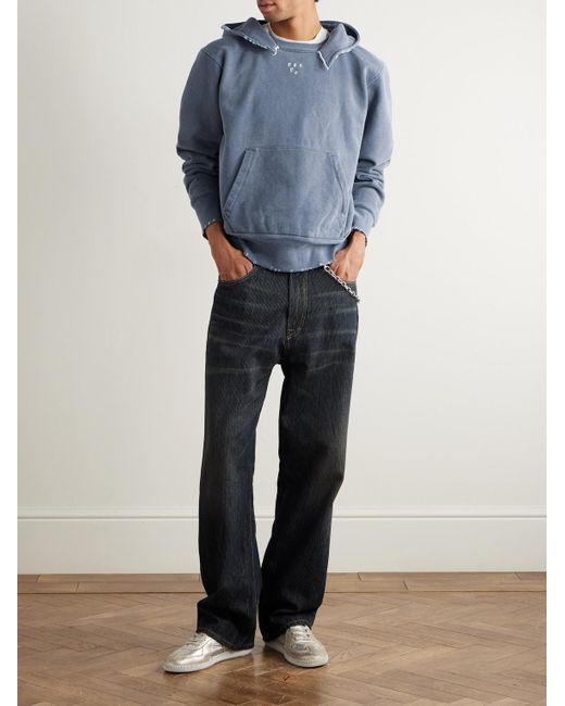 Our Legacy Blue Relic Distressed Cotton-jersey Hoodie for men