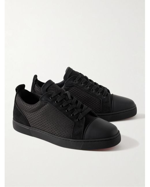 Christian Louboutin Black Louis Junior Suede And Leather-trimmed Ripstop Sneakers for men