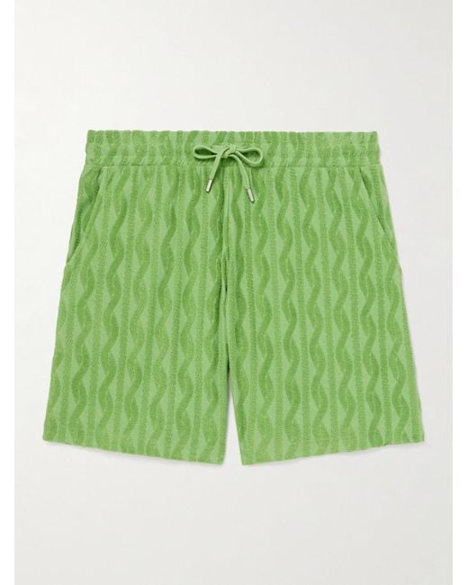 Frescobol Carioca Green Augusto Straight-Leg Organic Cotton Terry-Jacquard Shorts for men