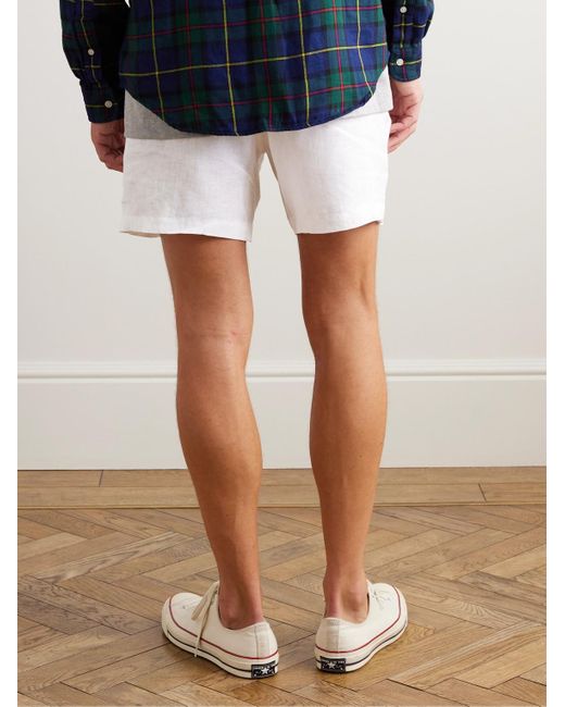 Polo Ralph Lauren White Prepster Logo-embroidered Linen Drawstring Shorts for men