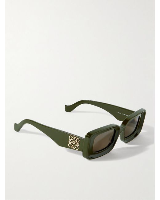Loewe Green Anagram Rectangular-frame Acetate Sunglasses for men
