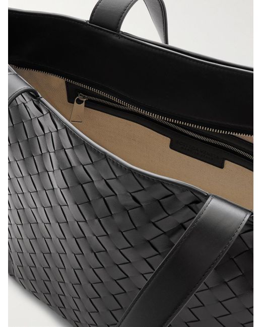 Bottega Veneta Black Avenue Small Intrecciato Leather Tote Bag for men