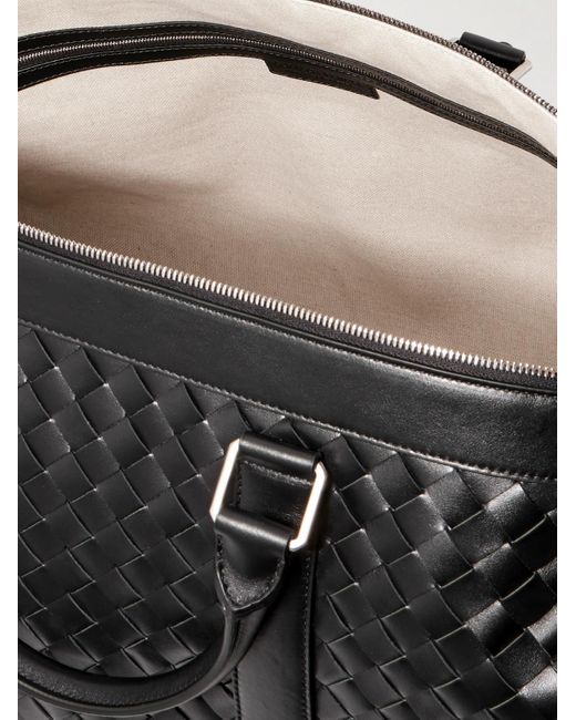 Bottega Veneta Black Intrecciato Leather Duffle Bag for men