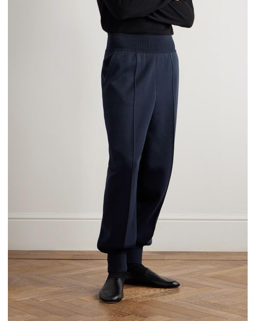 Loro Piana Blue Tapered Cotton-Jersey Sweatpants for men