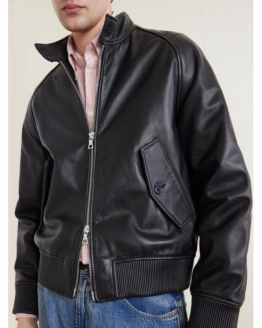 Officine Generale Black Camron Leather Jacket for men