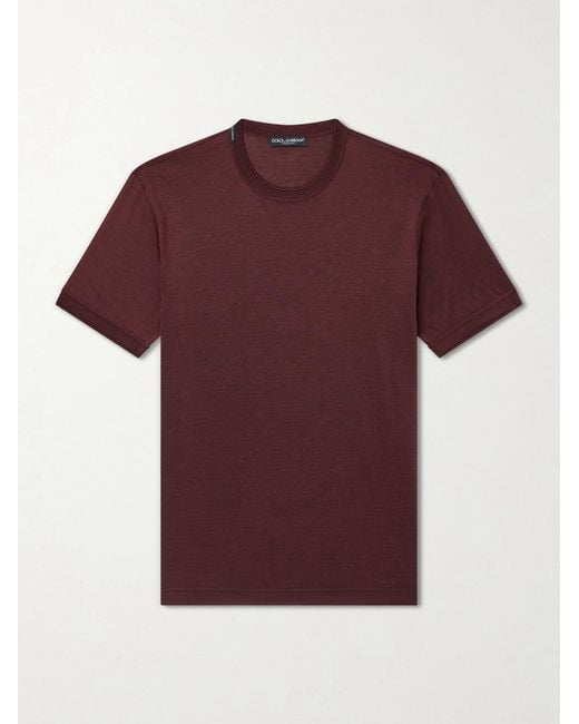 Dolce & Gabbana Red Silk-Jersey T-Shirt for men