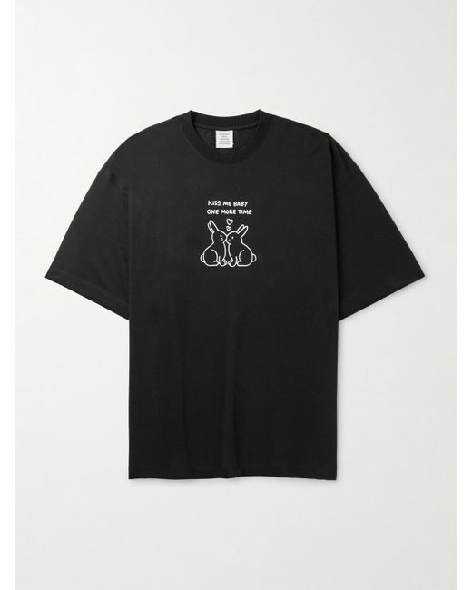 Vetements Black Kissing Bunnies Printed Cotton-jersey T-shirt for men