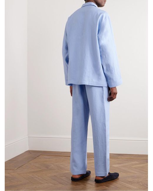 Anderson & Sheppard Pyjama aus Leinen in Blau für Herren | Lyst DE