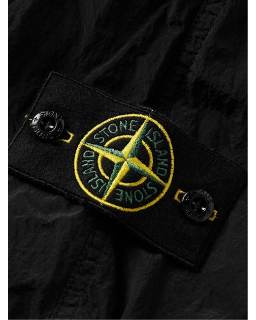 Stone Island Black Tapered Logo-appliquéd Econyl® Nylon Metal Trousers for men