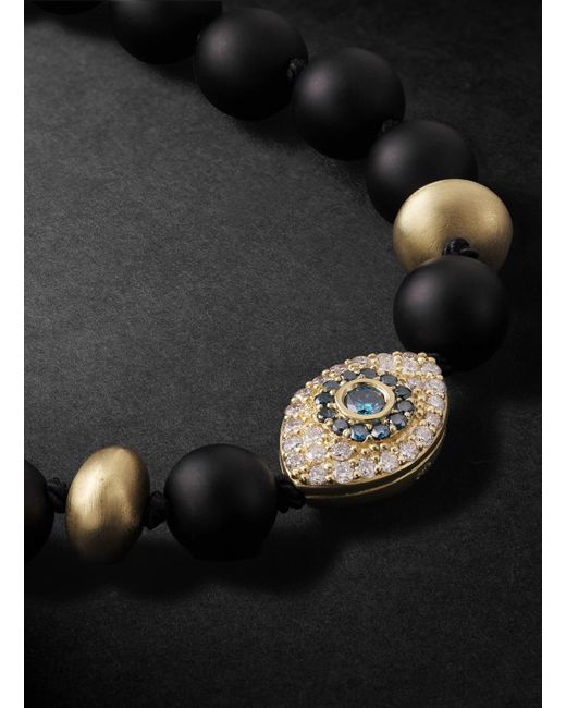 14-Karat, Hematite And Diamond Beaded Bracelet di Jacquie Aiche in Black da Uomo