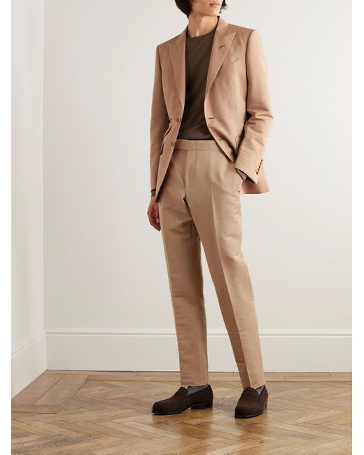 Tom Ford O'connor Tapered Cotton And Silk-blend Trousers in Natural for Men  | Lyst UK