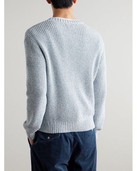 Folk Blue Chain Cotton Sweater for men