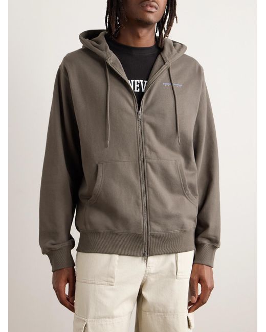 Thisisneverthat Gray Logo-print Jersey Zip-up Hoodie for men