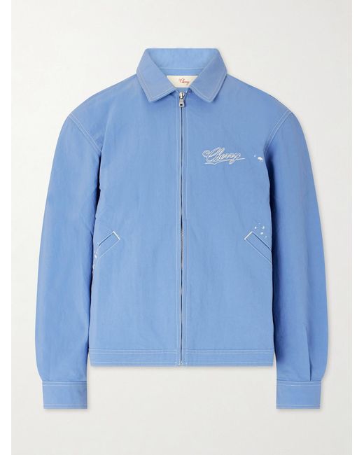 CHERRY LA Blue Logo-Embroidered Paint-Splattered Shell Jacket for men
