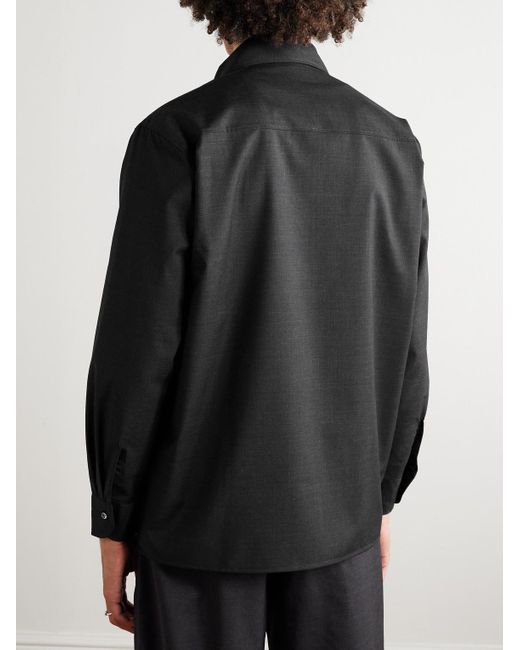 Saman Amel Black Wool Overshirt for men