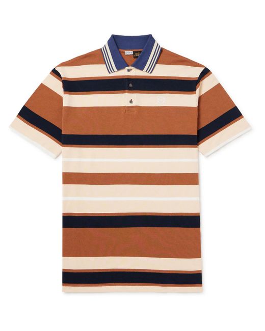 Loewe Blue Paula's Ibiza Striped Cotton And Linen-blend Piqué Polo Shirt for men