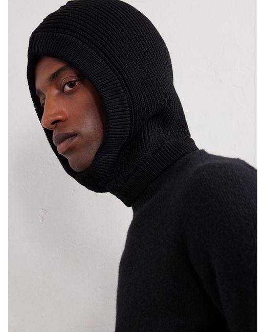 Rick Owens Black Ribbed Cotton Balaclava for men