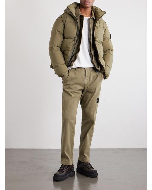 Stone Island Green Padded Quilted Cordura Ripstop Hooded Down Jacket for men