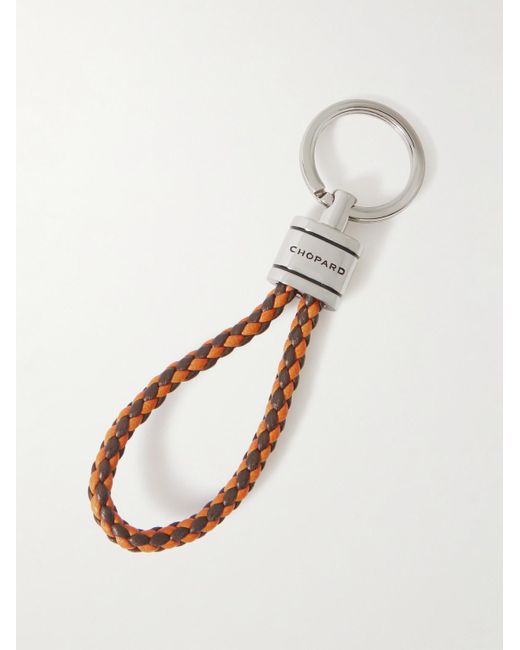 Chopard White Braided Leather And-Tone Keyring for men