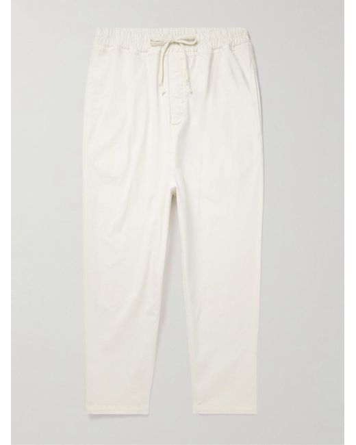 Nili Lotan White Walker Tapered Cropped Brushed Cotton-Blend Twill Drawstring Trousers for men