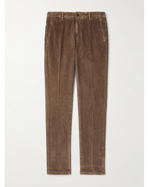 Slowear Brown Incotex Slim-fit Cotton-blend Corduroy Trousers for men