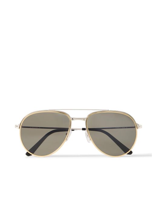 Cartier Gray Santos Evolution Aviator-style Gold And Silver-tone Sunglasses for men