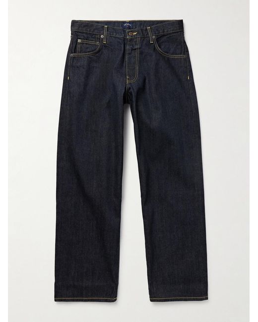Noah NYC Blue Stovepipe Wide-Leg Selvedge Jeans for men