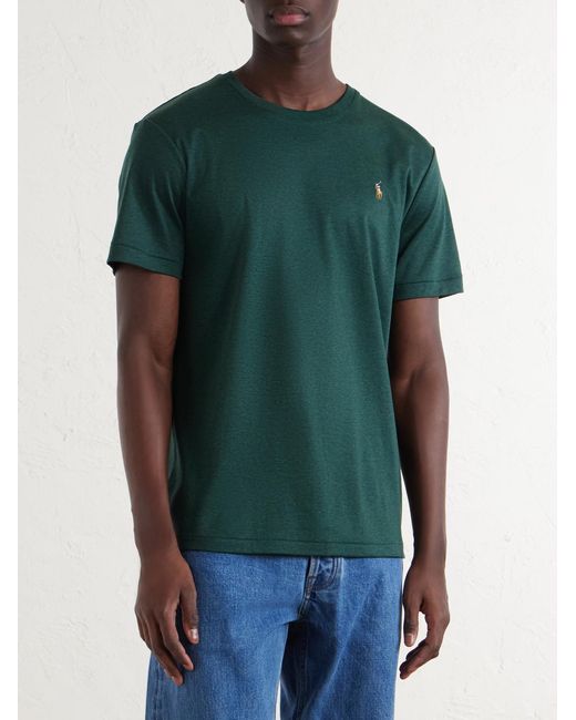 Polo Ralph Lauren Green Logo-embroidered Cotton-jersey T-shirt for men