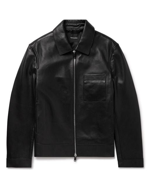 Yves Salomon Black Leather Jacket for men