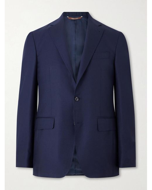 Canali Blue Kei Wool-Basketweave Blazer for men