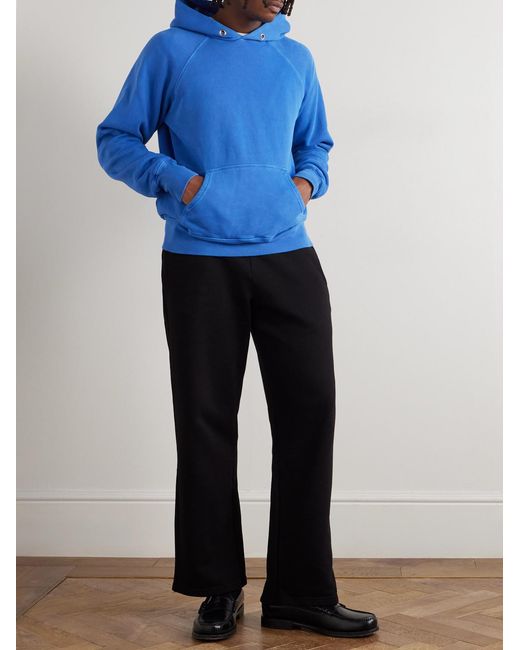 Les Tien Blue Heavyweight Structured-fleece Cotton-jersey Raglan Hoodie for men