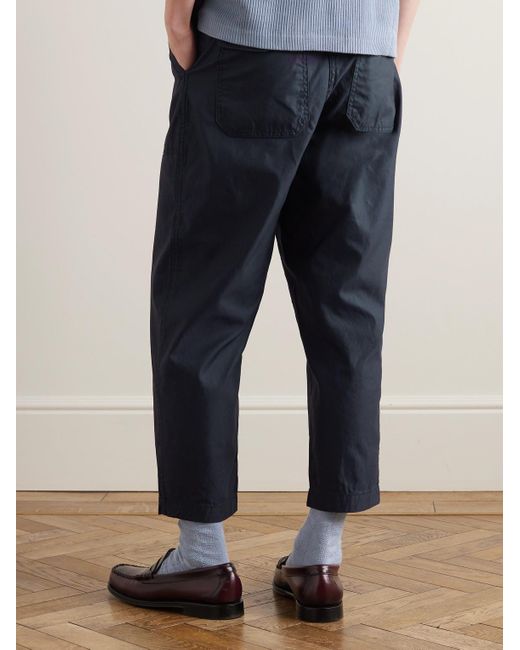 Beams Plus Blue Straight-leg Pleated Cotton Trousers for men