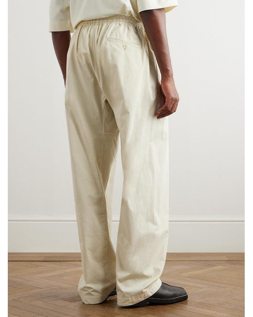 Lemaire Natural Straight-Leg Cotton-Twill Drawstring Trousers for men
