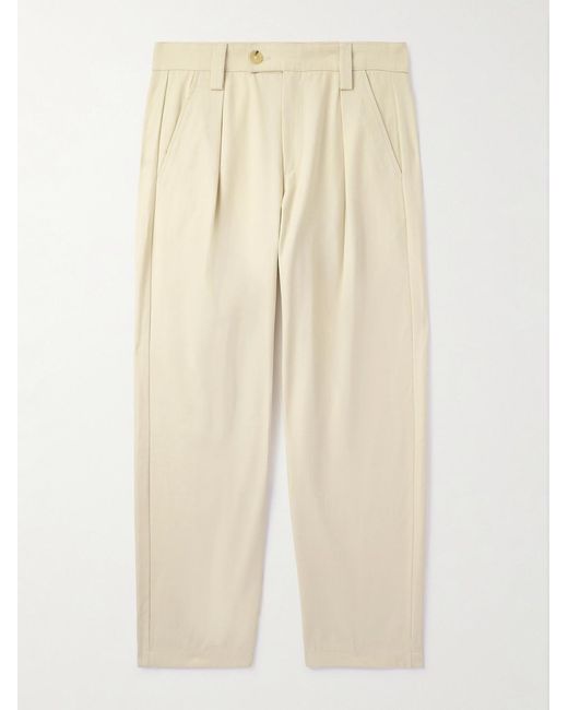 A.P.C. Natural Renato Tapered Pleated Herringbone Cotton Trousers for men