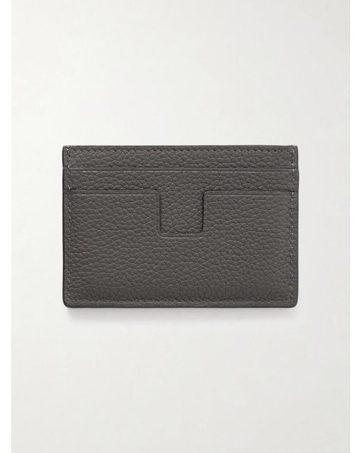 Tom Ford Gray Full-Grain Leather Cardholder for men