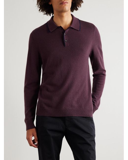 Mr P. Purple Cashmere Polo Sweater for men