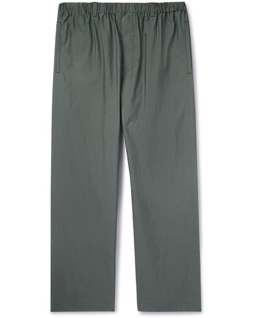 Lemaire Gray Straight-leg Cotton And Silk-blend Trousers for men