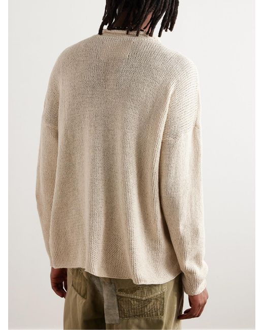 STORY mfg. White Twinsun Appliquéd Jacquard-knit Organic Cotton Sweater for men