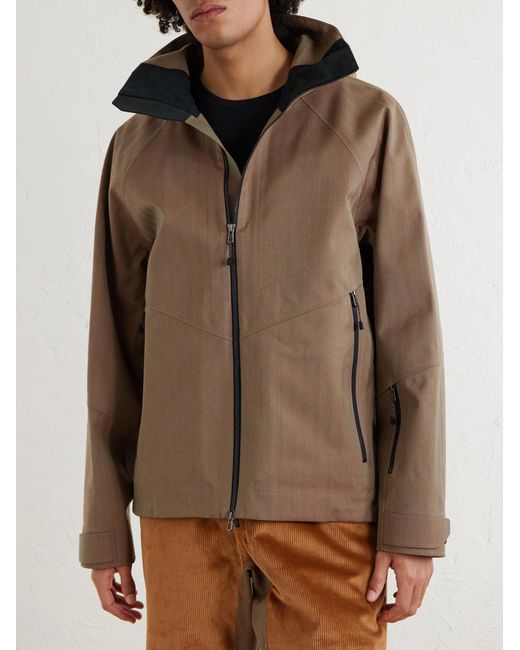 Sease Brown Intrepid Herringbone Virgin Wool Hooded Ski Jacket for men