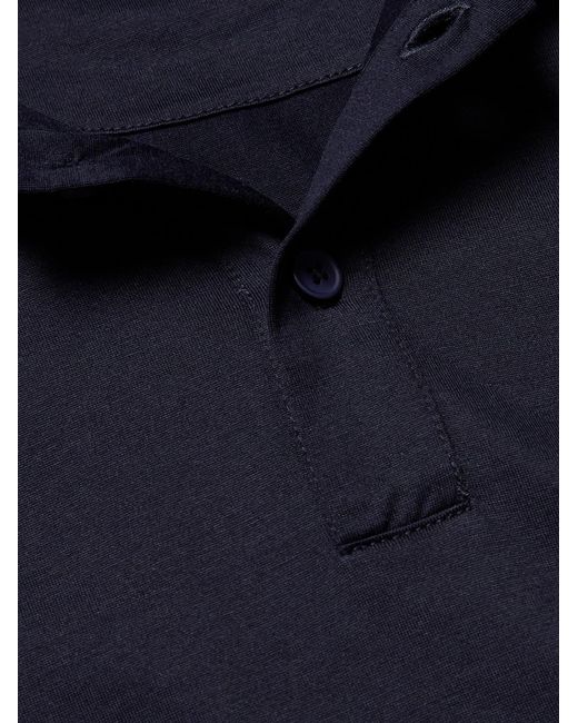 Mr P. Blue Silk And Cotton-Blend Polo Shirt for men