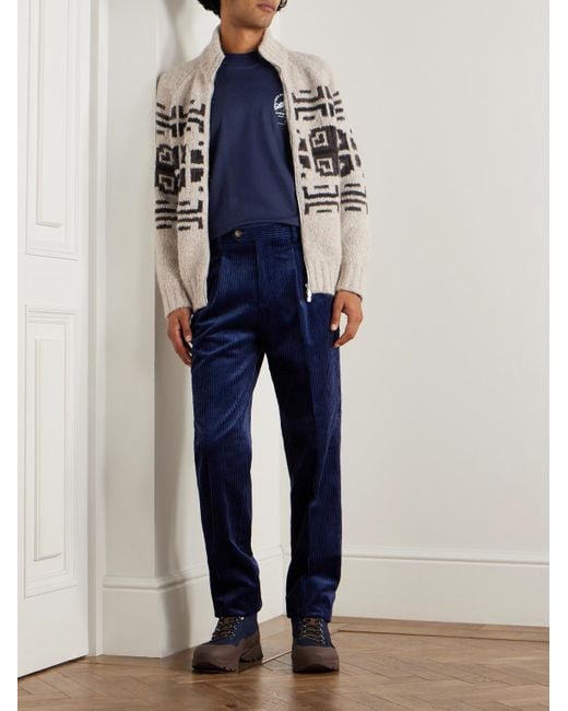 Brunello Cucinelli Blue Slim-Fit Logo-Print Cotton-Jersey T-Shirt for men