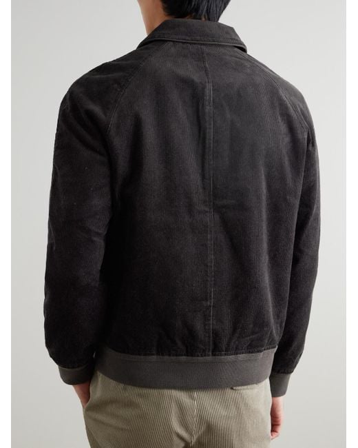 Mr P. Black Suede-trimmed Cotton-corduroy Varsity Jacket for men