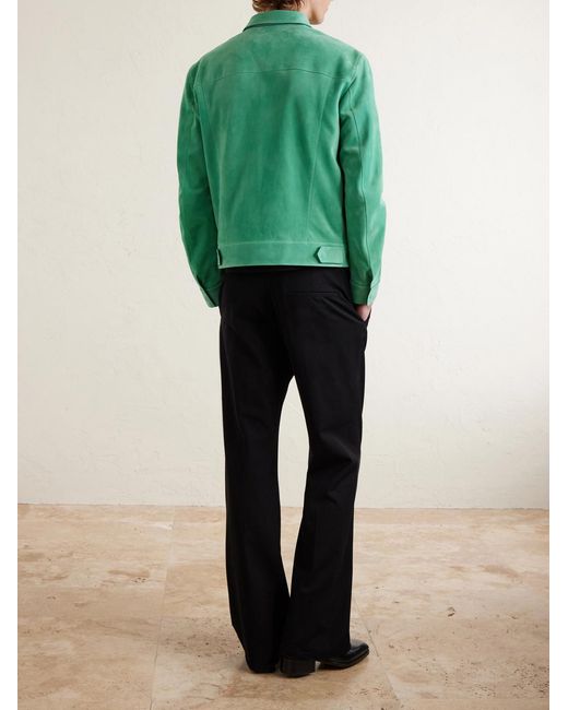 Tom Ford Green Slim-fit Suede Jacket for men