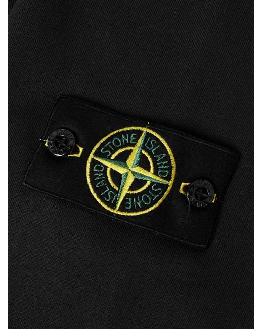 Stone Island Black Logo-appliquèd Garment-dyed Organic Cotton-jersey Sweatshirt for men