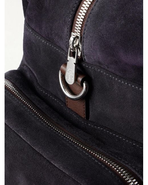Brunello Cucinelli Weekender aus Veloursleder mit Lederbesatz in Black für Herren