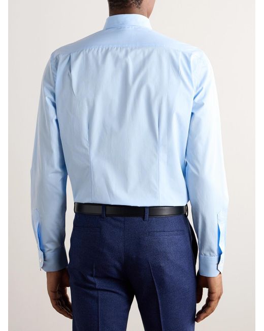 Paul Smith Blue Slim-fit Cutaway-collar Cotton-poplin Shirt for men