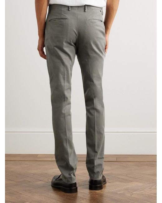 Slowear Gray Incotex Straight-leg Cotton-blend Twill Trousers for men